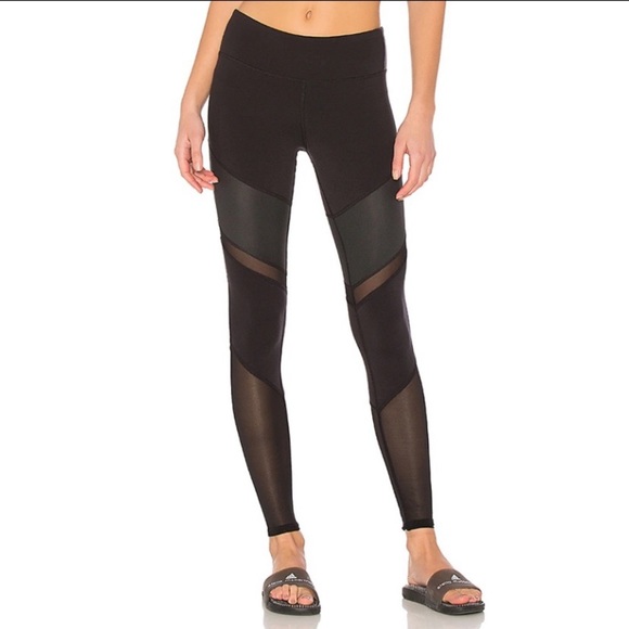 ALO YOGA Sheila Mesh Gloss Black Legging - Picture 1 of 8